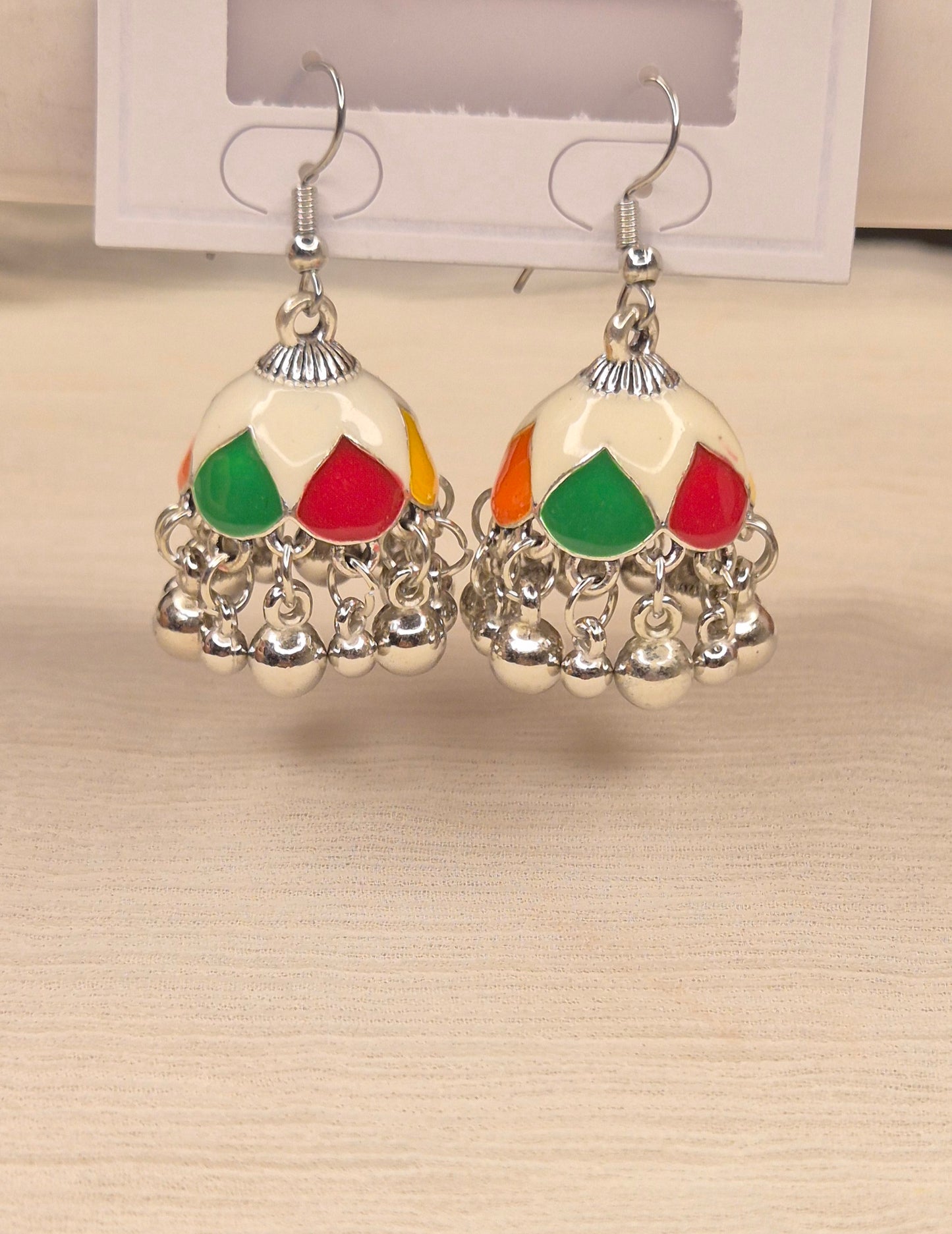 Rainbow Bloom Traditional Jhumka Earrings