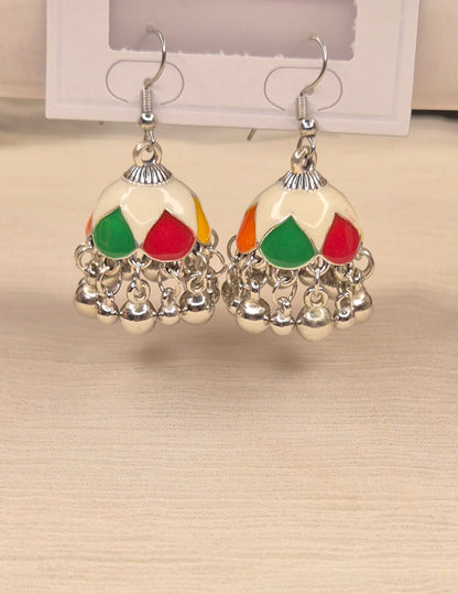 Rainbow Bloom Traditional Jhumka Earrings