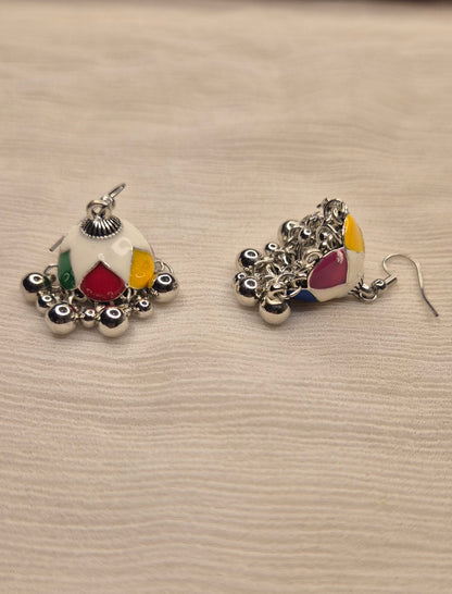 Rainbow Bloom Traditional Jhumka Earrings