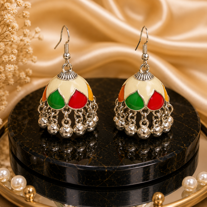 Rainbow Bloom Traditional Jhumka Earrings