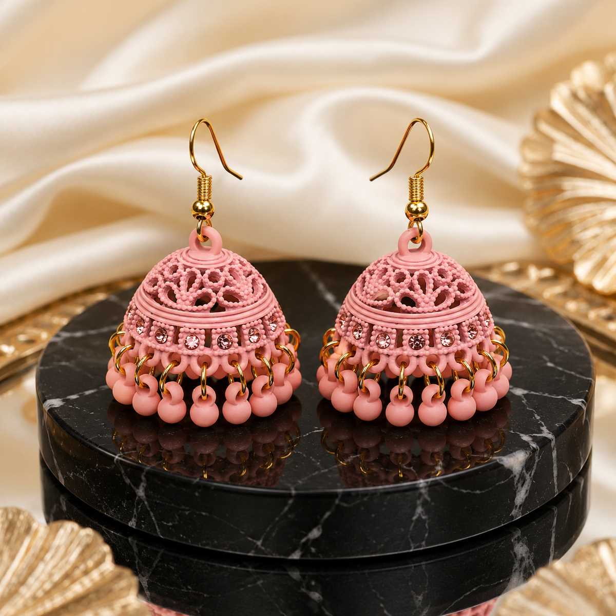 Blush Pearl Vintage Pink Jhumka Earrings