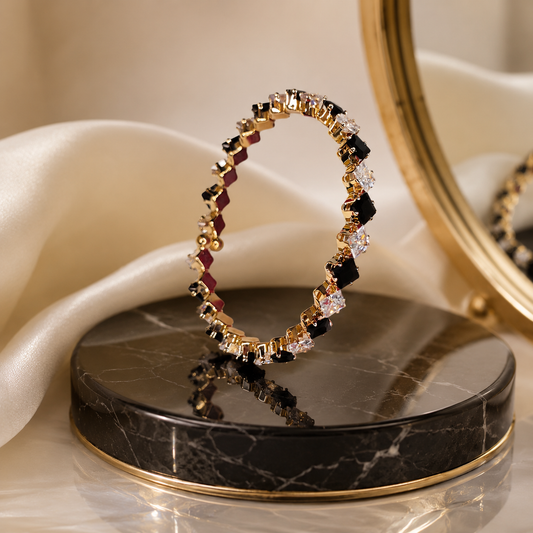 Monochrome Royalty Alternating Black & White Crystal Bracelet