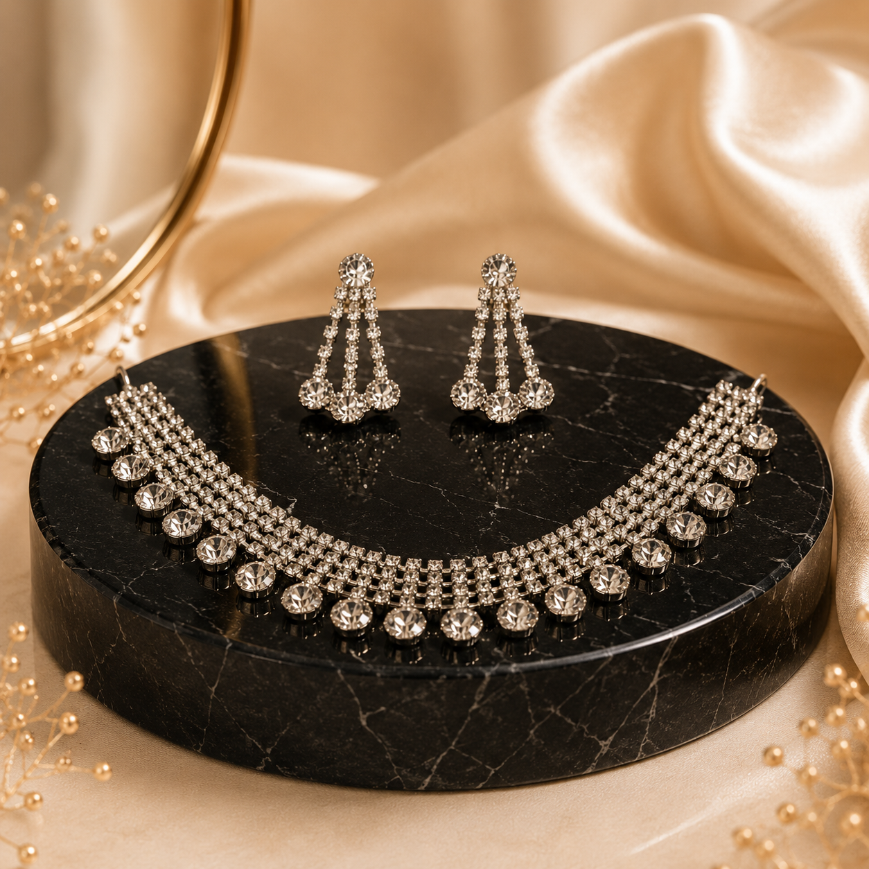Diamond Glow Statement Necklace Set