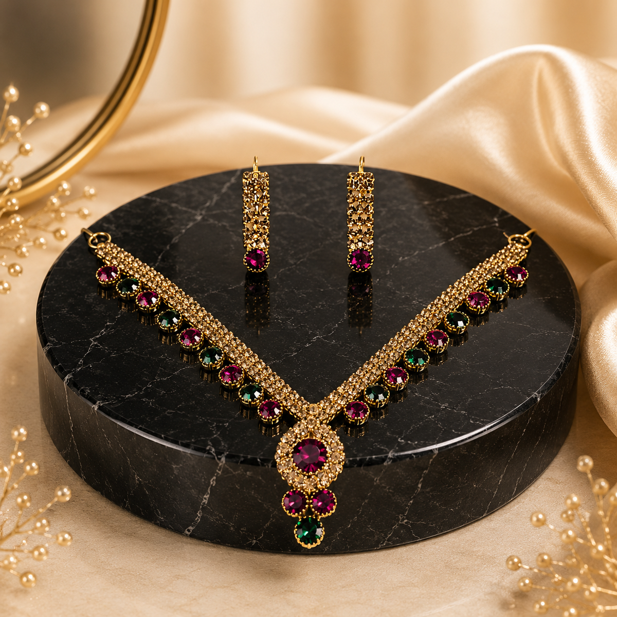 Royal Amethyst Crystal Necklace Set