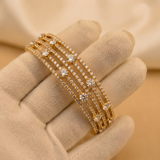 Eternity Crystal Gold Platedl Strand Bangles