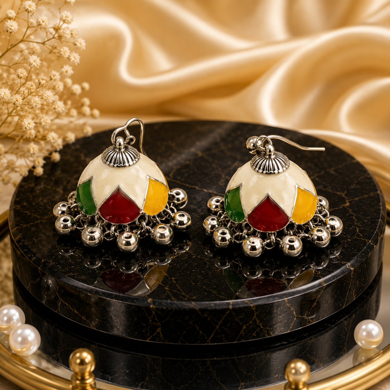 Rainbow Bloom Traditional Jhumka Earrings