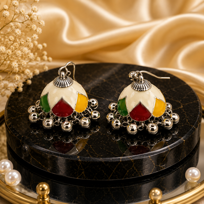 Rainbow Bloom Traditional Jhumka Earrings