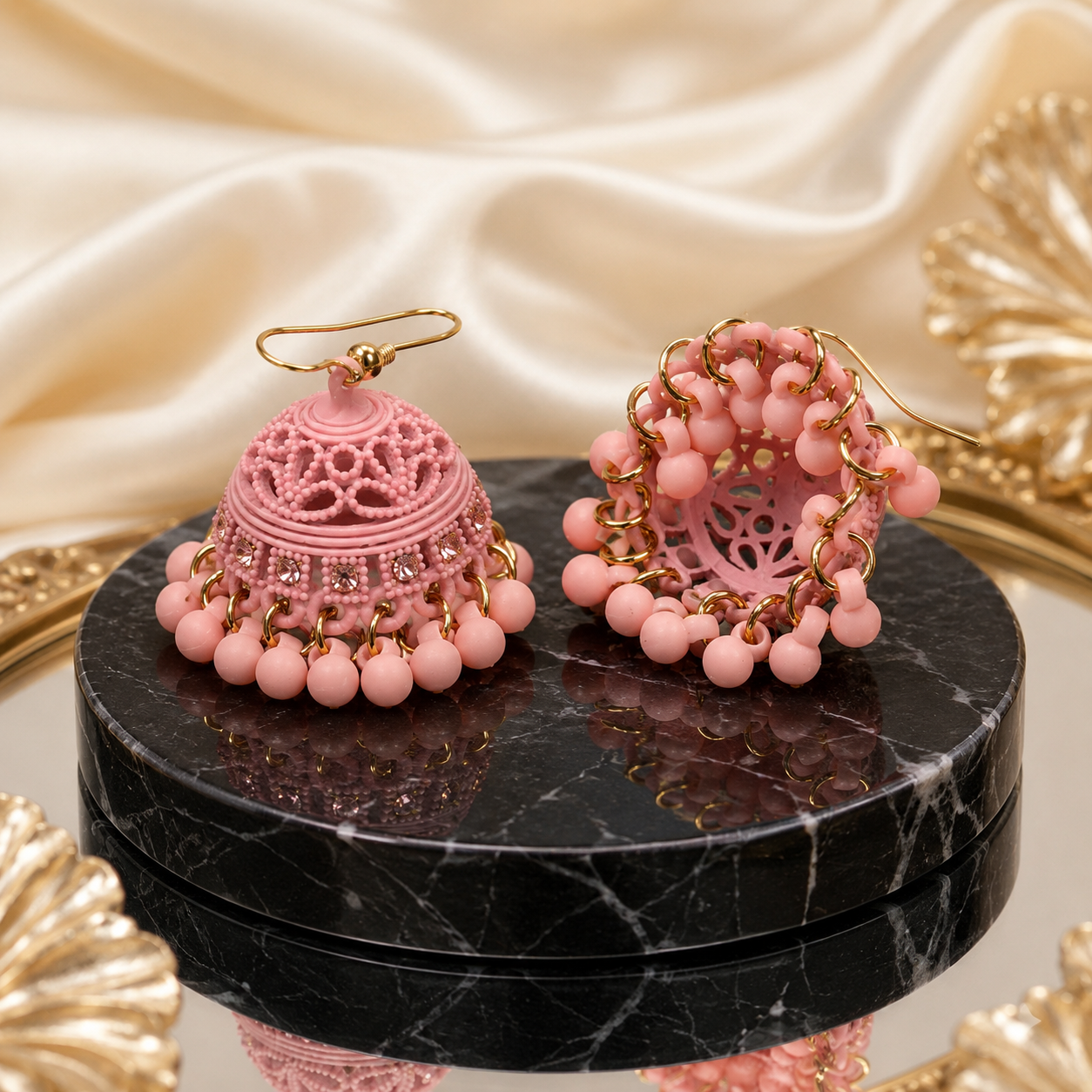 Blush Pearl Vintage Pink Jhumka Earrings