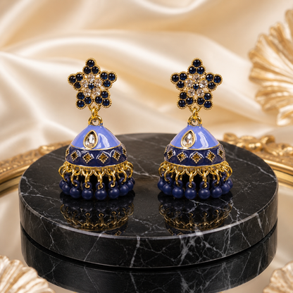 Emerald Grace Mint Green Royal Jhumka Earrings