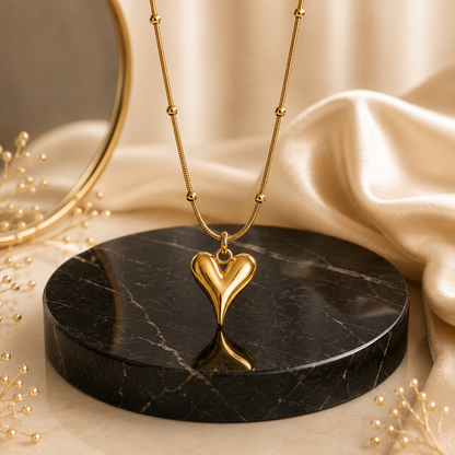 Golden Sleek Heart Pendant Necklace