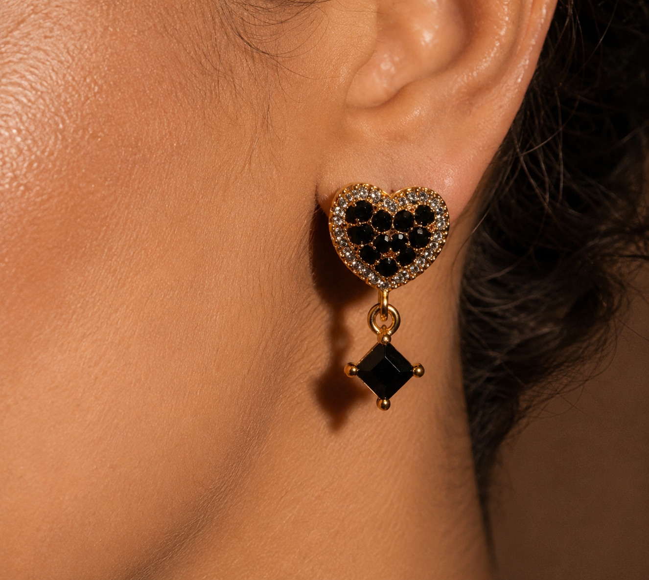 Royal Amethyst Heart Drop Earrings