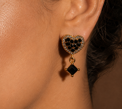 Royal Amethyst Heart Drop Earrings
