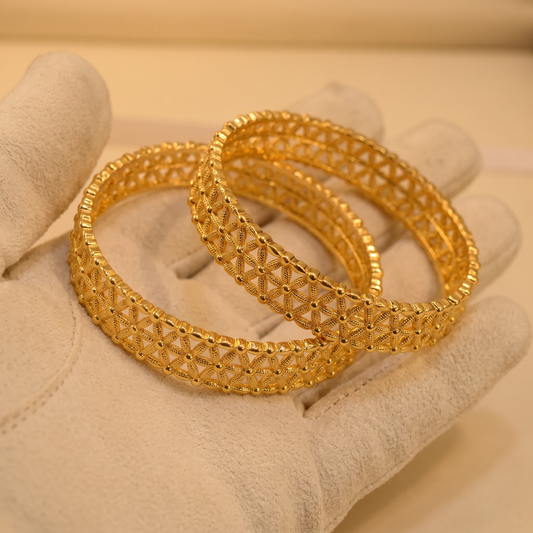 9K Gold Lattice Premium 2 Bangles