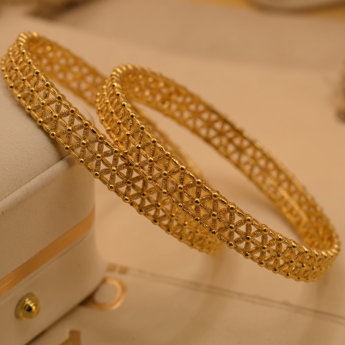 9K Gold Lattice Premium 2 Bangles