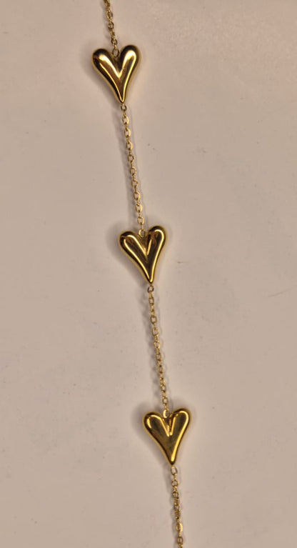 Golden Romance Minimalist Puffy Heart Chain Bracelet