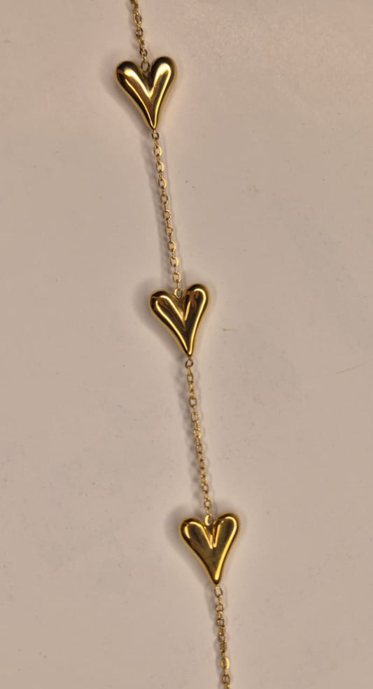 Golden Romance Minimalist Puffy Heart Chain Bracelet