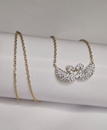 Eternal Grace Dual Swan Crystal Pendant Necklace