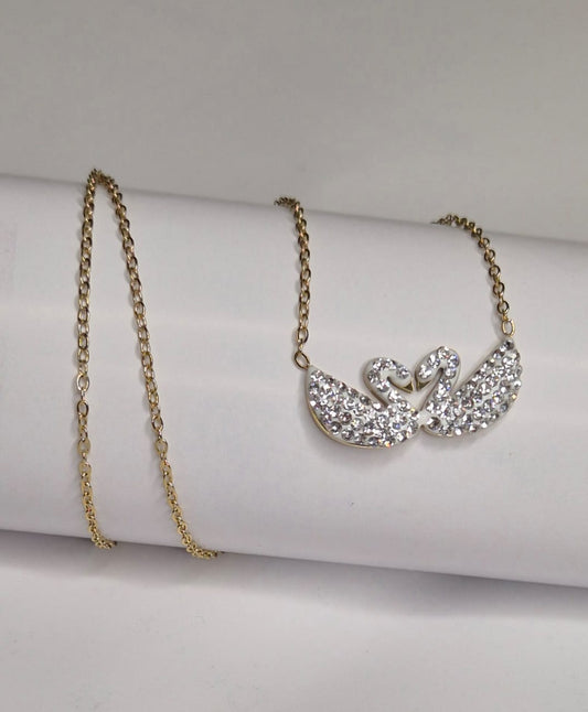 Eternal Grace Dual Swan Crystal Pendant Necklace