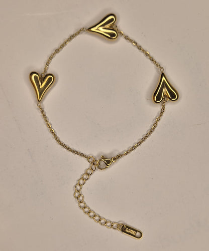 Golden Romance Minimalist Puffy Heart Chain Bracelet