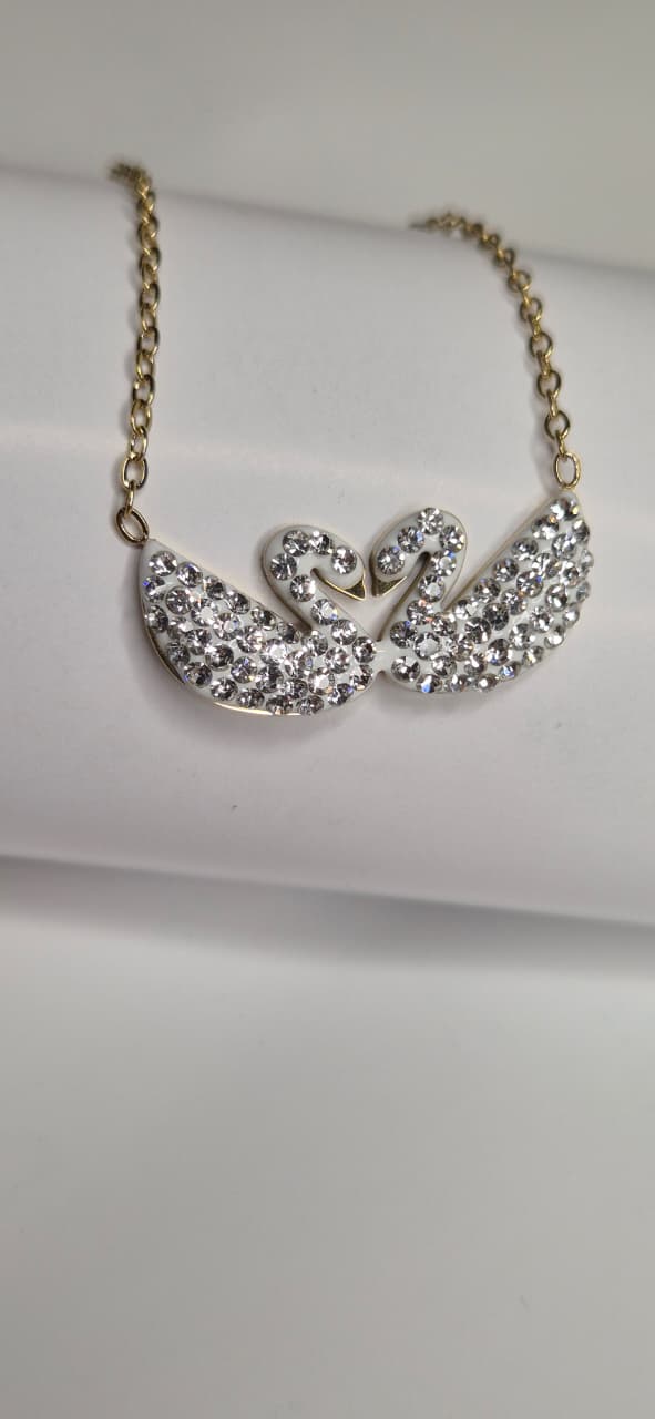 Eternal Grace Dual Swan Crystal Pendant Necklace
