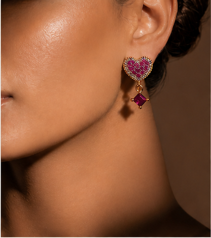 Royal Amethyst Heart Drop Earrings